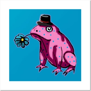 Pink Toad  Gentleman  with a top hat Posters and Art